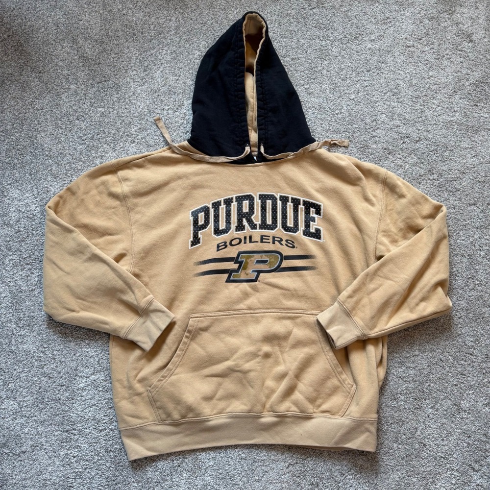 Pro Edge Purdue Boilers Hoodie Mens XL Tan Black NCAA College Sweatshirt